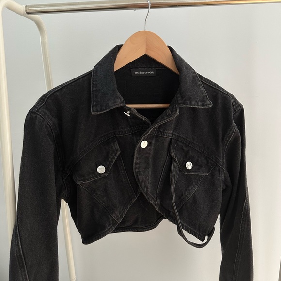 Maniere De Voir Cropped Carpenter Denim Jacket - Picture 9 of 9
